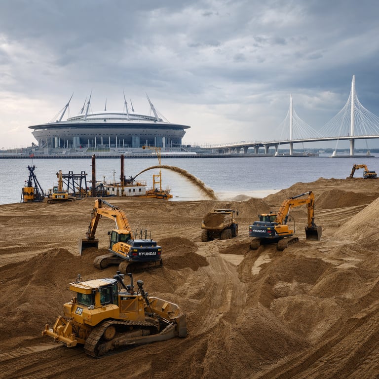 Land reclamation on Krestovsky Island, Saint Petersburg
